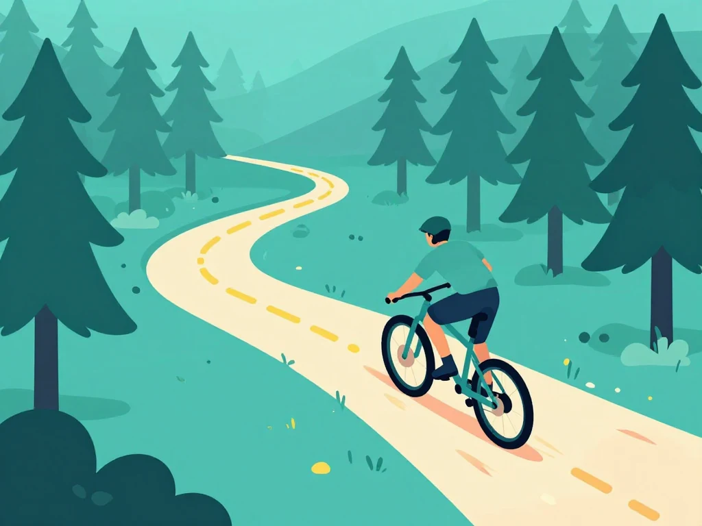 Vététiste sur un single track en forêt