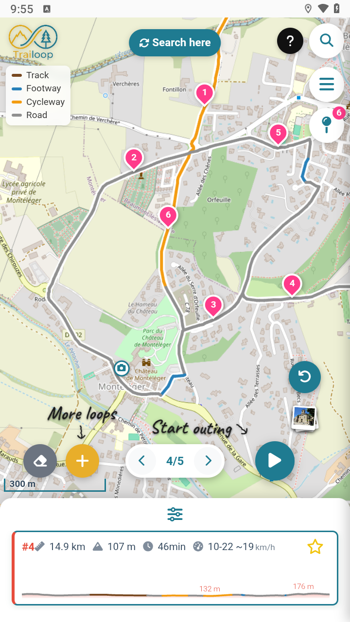 Boucle générée dans l'application Trailoop