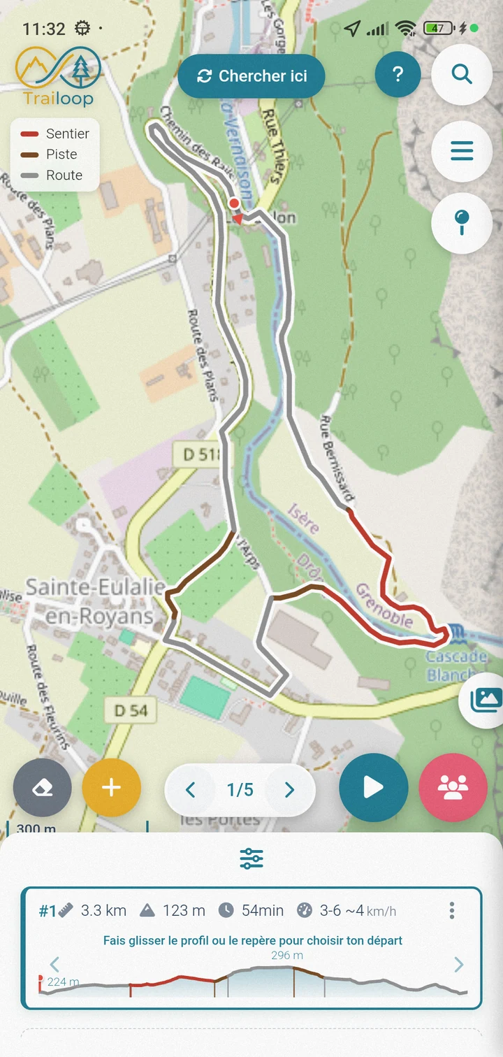 Boucle générée dans l'application Trailoop